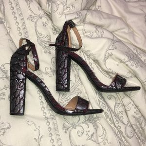 Burgundy and silver heels